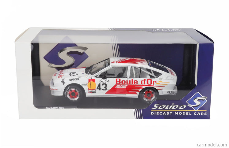 ALFA ROMEO Alfetta GTV6 N°43 24h Spa 1985 Bernard De Dryver - Francois Xavier Boucher - Loudwig Boucher 1:18 Solido biela oranžová
