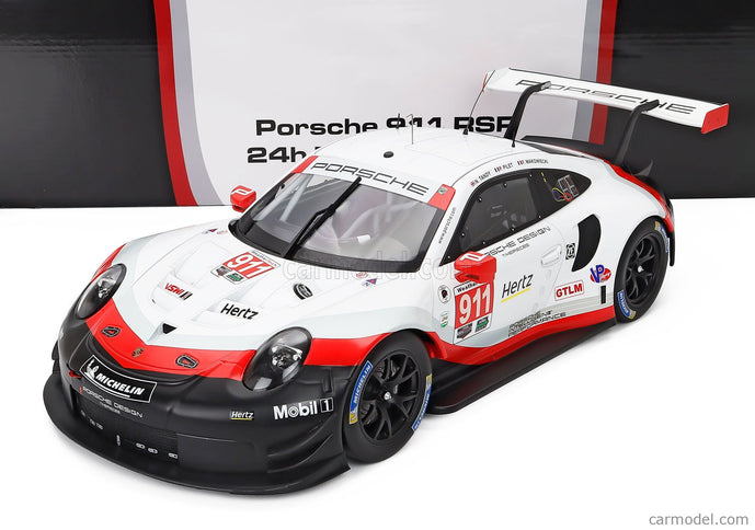 Porsche 911 991 RSR 4.0L Team Porsche GT N°911 24h Daytona 2018 Fred Makowieckie - Patrick Pilet - Nick Tandy 1:12 IXO Models biela čierna červená