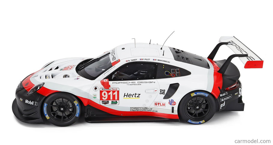 Porsche 911 991 RSR 4.0L Team Porsche GT N°911 24h Daytona 2018 Fred Makowieckie - Patrick Pilet - Nick Tandy 1:12 IXO Models biela čierna červená