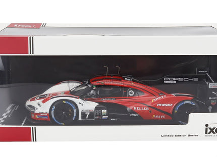 Porsche 963 9RD 4.6L Turbo V8 Team Porsche Penske Motorsport N°7 Víťaz IMSA 24h Daytona 2024 Matt Campbell - Dane Cameron - Felipe Nasr - Josef Newgarden 1:18 IXO Models červená biela čierna