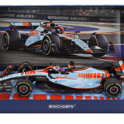 Williams F1 FW45 Team Williams Racing Gulf N°23 Singapore GP 2023 Alexander Albon 1:18 Minichamps svetlomodrá