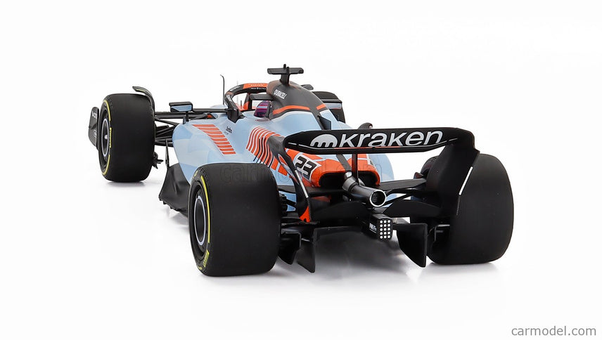 Williams F1 FW45 Team Williams Racing Gulf N°23 Singapore GP 2023 Alexander Albon 1:18 Minichamps svetlomodrá