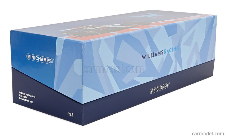 Williams F1 FW45 Team Williams Racing Gulf N°23 Singapore GP 2023 Alexander Albon 1:18 Minichamps svetlomodrá