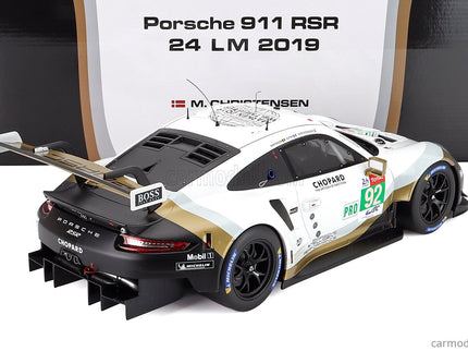Porsche 911 991 RSR 4.0L Team Porsche N°92 24h Le Mans 2019 Michael Christensen - Kevin Estre - Laurens Vanthoor 1:12 IXO Models biela čierna zlatá