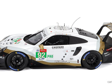 Porsche 911 991 RSR 4.0L Team Porsche N°92 24h Le Mans 2019 Michael Christensen - Kevin Estre - Laurens Vanthoor 1:12 IXO Models biela čierna zlatá