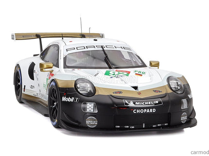 Porsche 911 991 RSR 4.0L Team Porsche N°92 24h Le Mans 2019 Michael Christensen - Kevin Estre - Laurens Vanthoor 1:12 IXO Models biela čierna zlatá