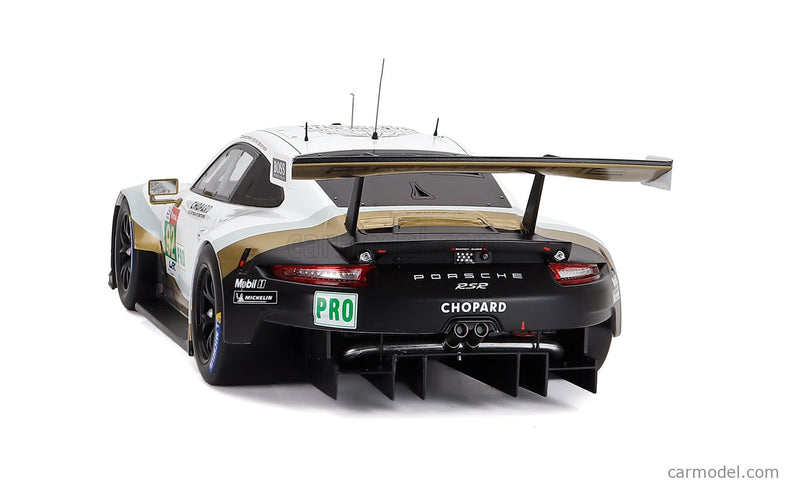 Porsche 911 991 RSR 4.0L Team Porsche N°92 24h Le Mans 2019 Michael Christensen - Kevin Estre - Laurens Vanthoor 1:12 IXO Models biela čierna zlatá