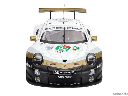 Porsche 911 991 RSR 4.0L Team Porsche N°92 24h Le Mans 2019 Michael Christensen - Kevin Estre - Laurens Vanthoor 1:12 IXO Models biela čierna zlatá