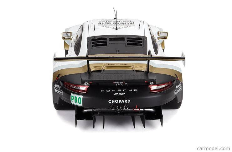 Porsche 911 991 RSR 4.0L Team Porsche N°92 24h Le Mans 2019 Michael Christensen - Kevin Estre - Laurens Vanthoor 1:12 IXO Models biela čierna zlatá
