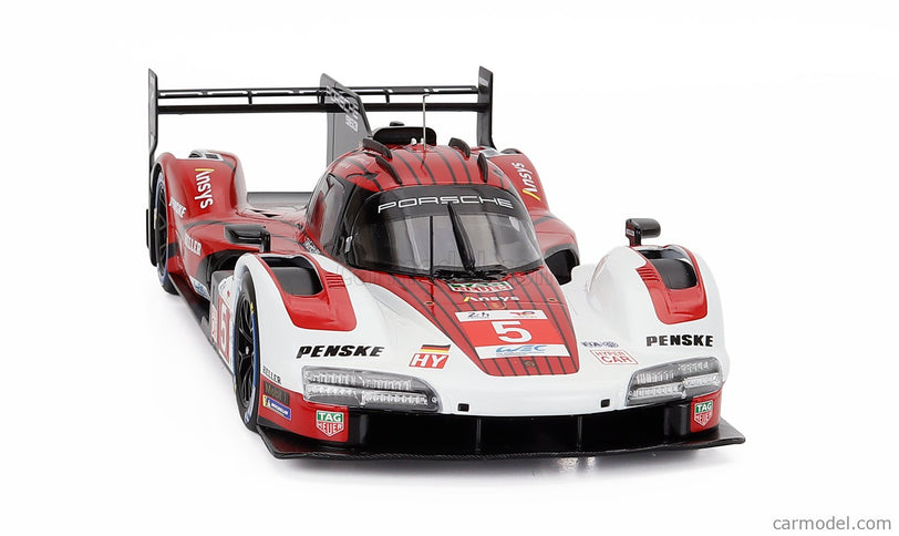 Porsche 963 9RD 4.6L Turbo V8 Team Porsche Penske Motorsport N°5 6. Miesto 24h Le Mans 2024 Matt Campbell - Michael Christensen - Frederic Makowiecki 1:18 IXO Models červená biela čierna