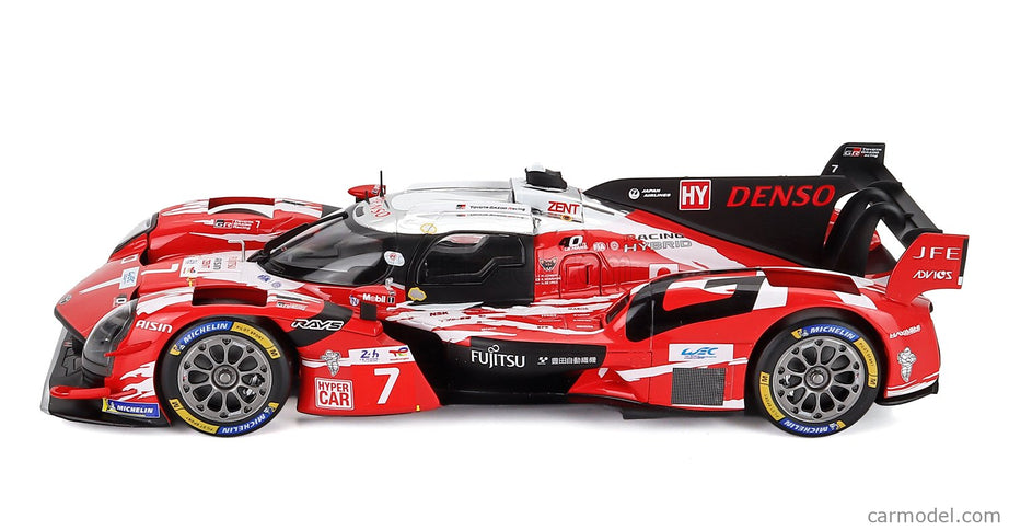 Toyota GR010 3.5L V6 Team Gazoo Racing N°7 5. Miesto 24h Le Mans 2025 Mike Conway - Kamui Kobayashi - Nyck De Vries 1:18 IXO Models červená biela čierna