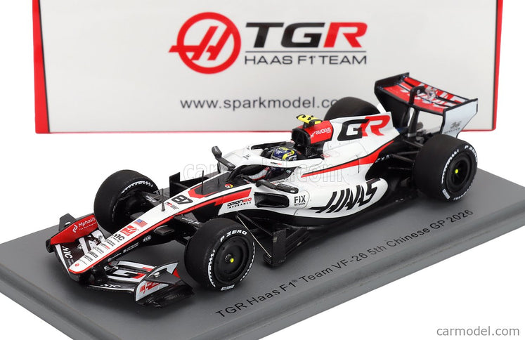 Haas F1 VF-26 Team Tgr Haas N°87 China GP 2026 Oliver Bearman 1:43 Spark Model biela červená čierna