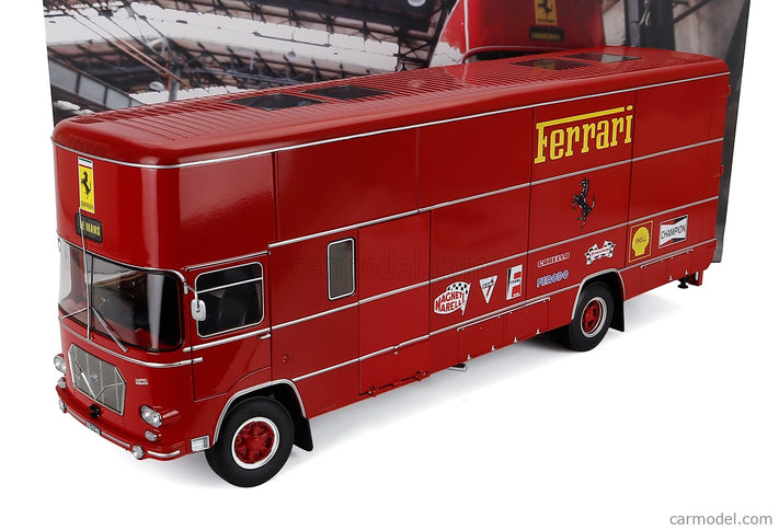 Om Fiat 150 Rolfo Nákladiak Team Scuderia Ferrari Car Transporter 24h Le Mans 70s Version 2-ASSI 1966 1:18 Werk83 červená