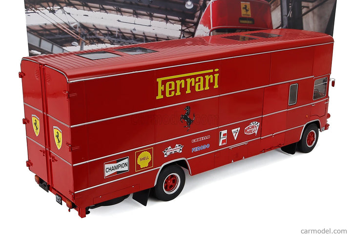 Om Fiat 150 Rolfo Nákladiak Team Scuderia Ferrari Car Transporter 24h Le Mans 70s Version 2-ASSI 1966 1:18 Werk83 červená