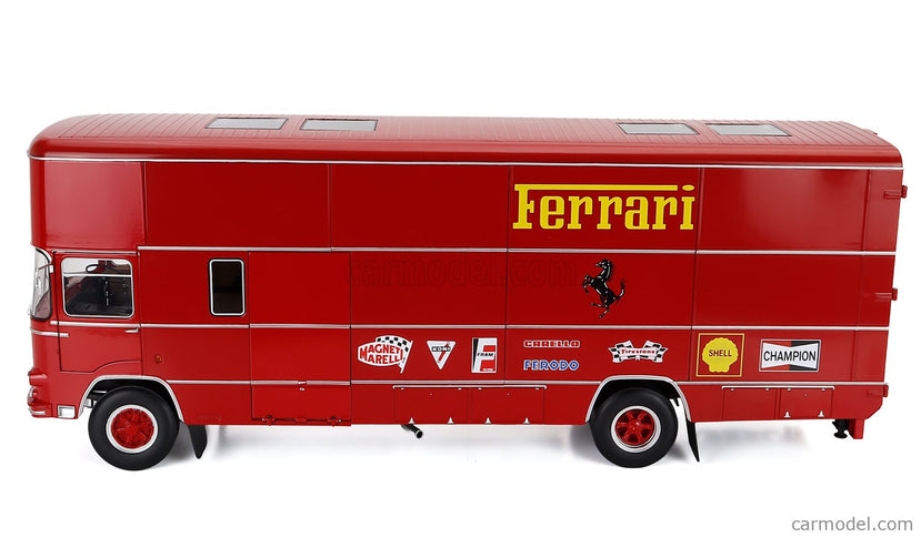 Om Fiat 150 Rolfo Nákladiak Team Scuderia Ferrari Car Transporter 24h Le Mans 70s Version 2-ASSI 1966 1:18 Werk83 červená