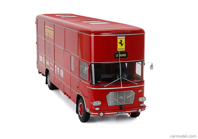 Om Fiat 150 Rolfo Nákladiak Team Scuderia Ferrari Car Transporter 24h Le Mans 70s Version 2-ASSI 1966 1:18 Werk83 červená