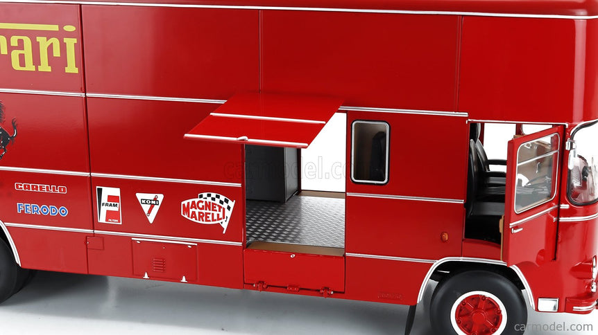 Om Fiat 150 Rolfo Nákladiak Team Scuderia Ferrari Car Transporter 24h Le Mans 70s Version 2-ASSI 1966 1:18 Werk83 červená