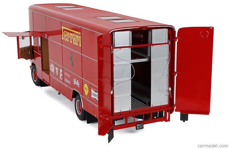 Om Fiat 150 Rolfo Nákladiak Team Scuderia Ferrari Car Transporter 24h Le Mans 70s Version 2-ASSI 1966 1:18 Werk83 červená