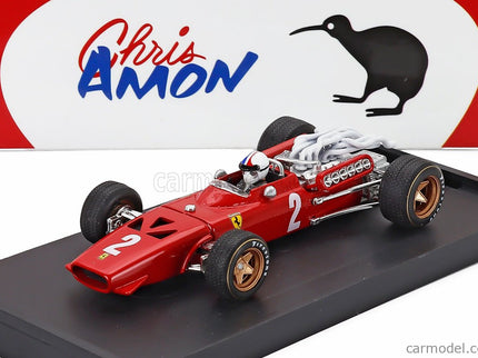 Ferrari F1 312 N°2 Italy GP 1967 Chris Amon - With Driver Figúrka 1:43 Brumm červená