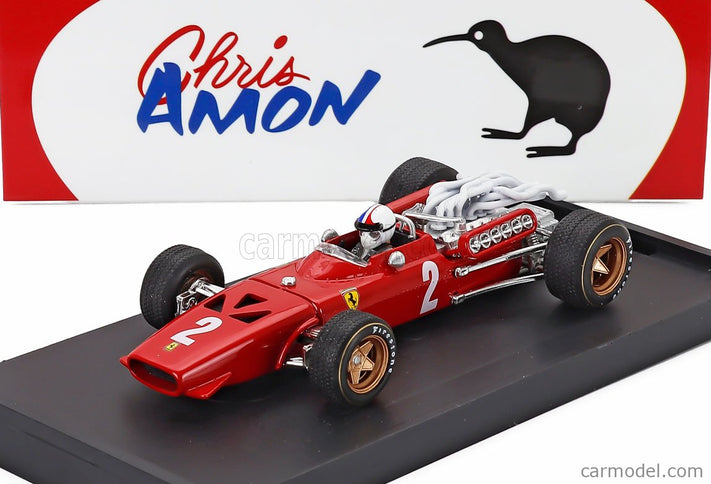 Ferrari F1 312 N°2 Italy GP 1967 Chris Amon - With Driver Figúrka 1:43 Brumm červená