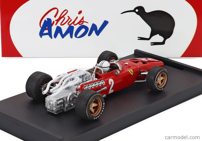 Ferrari F1 312 N°2 Italy GP 1967 Chris Amon - With Driver Figúrka 1:43 Brumm červená