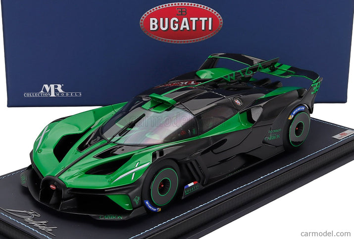 Bugatti Bolide W16.4 8.0 Four-Turbo 1850hp 500km/h 2020 1:18 MR Models zelená Piper - zelená čierna