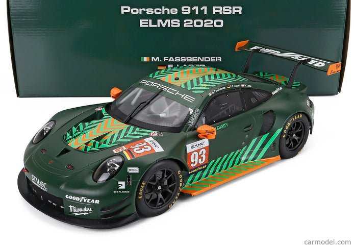 Porsche 911 991 RSR Team Proton Competition Racing N°93 Elms (european Le Mans Series) 2020 Michael Fassbender - Felipe Fernandez Laser - Richard Lietz 1:12 IXO Models matná zelená