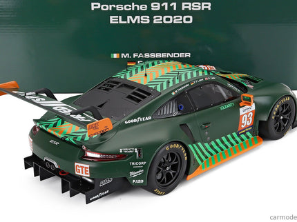 Porsche 911 991 RSR Team Proton Competition Racing N°93 Elms (european Le Mans Series) 2020 Michael Fassbender - Felipe Fernandez Laser - Richard Lietz 1:12 IXO Models matná zelená