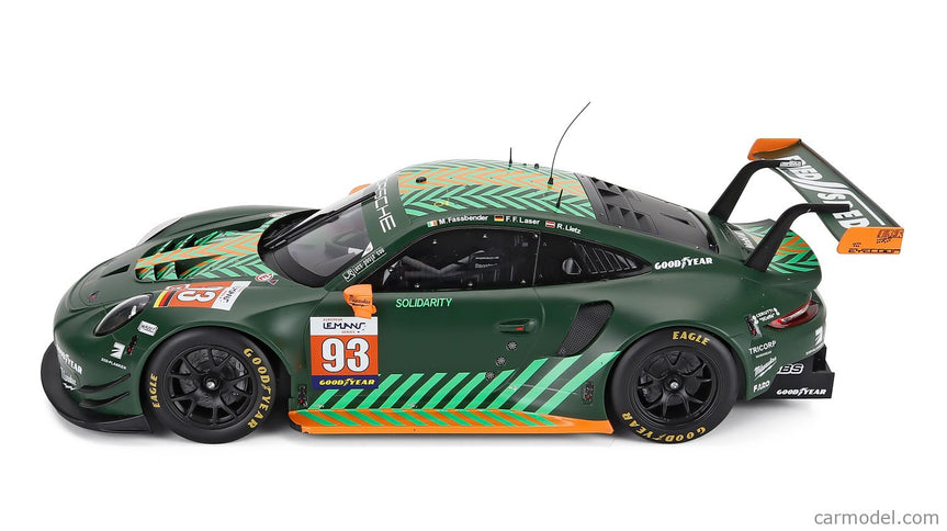 Porsche 911 991 RSR Team Proton Competition Racing N°93 Elms (european Le Mans Series) 2020 Michael Fassbender - Felipe Fernandez Laser - Richard Lietz 1:12 IXO Models matná zelená