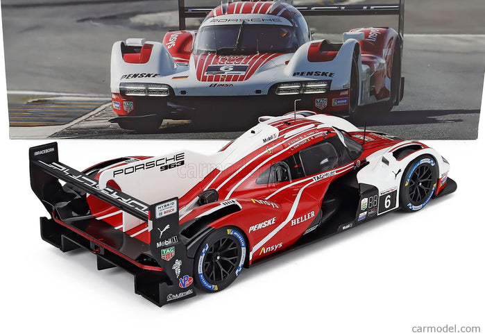 Porsche 963 9RD 4.6L Turbo V8 Team Porsche Penske Motorsport N°6 4. Miesto 24h Daytona 2024 Kevin Estre - Laurens Vanthoor - Mathieu Jaminet - Nick Tandy 1:18 IXO Models červená biela čierna