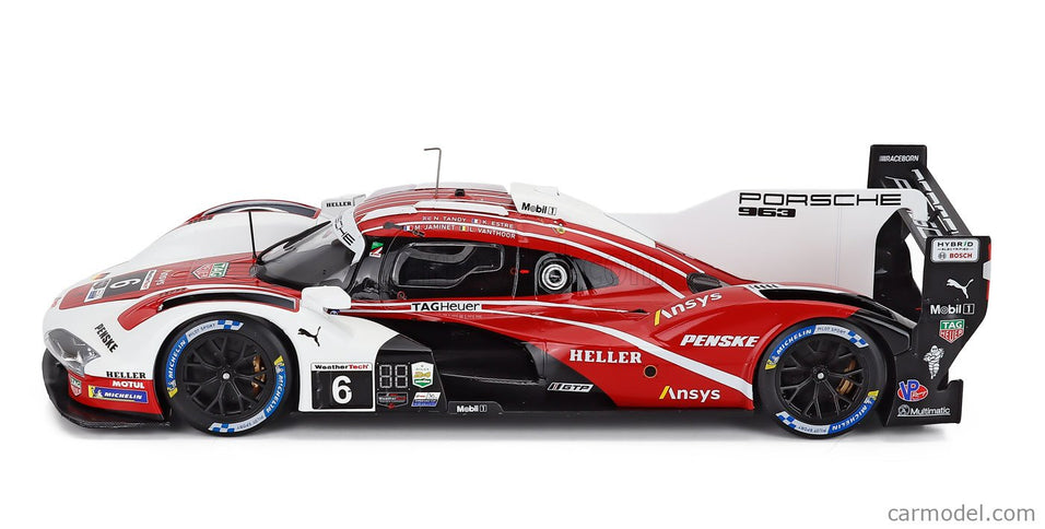 Porsche 963 9RD 4.6L Turbo V8 Team Porsche Penske Motorsport N°6 4. Miesto 24h Daytona 2024 Kevin Estre - Laurens Vanthoor - Mathieu Jaminet - Nick Tandy 1:18 IXO Models červená biela čierna