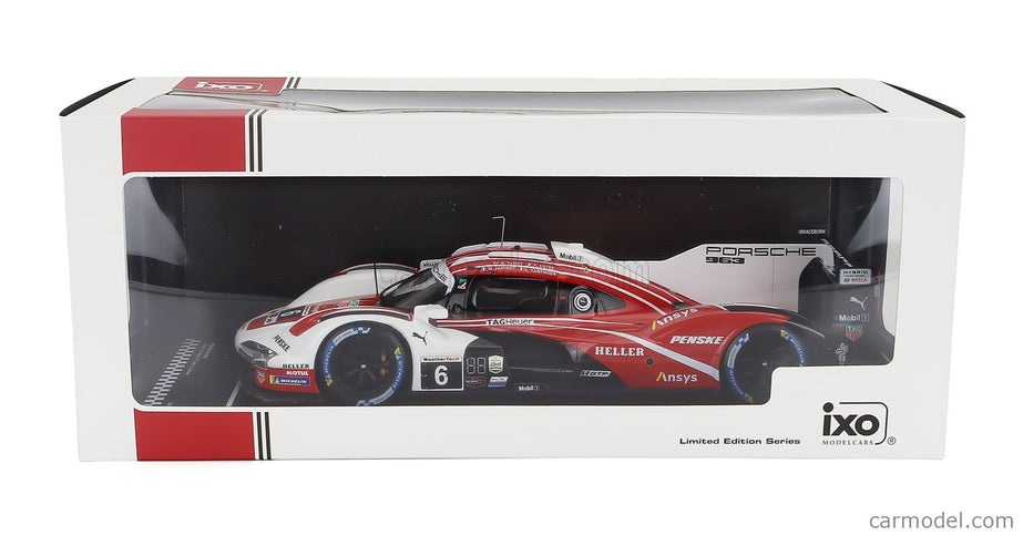 Porsche 963 9RD 4.6L Turbo V8 Team Porsche Penske Motorsport N°6 4. Miesto 24h Daytona 2024 Kevin Estre - Laurens Vanthoor - Mathieu Jaminet - Nick Tandy 1:18 IXO Models červená biela čierna
