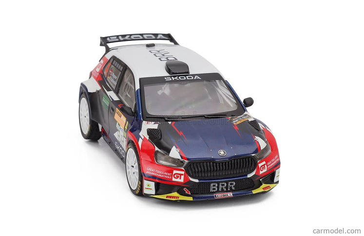 Skoda Fabia RALLY2 EVO N°4 2. Miesto Rally Laser Hero Lavanttal 2024 Julian Wagner - Hanna Ostlender 1:43 IXO Models biela modrá čierna