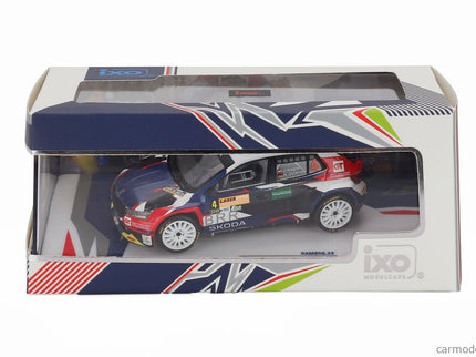 Skoda Fabia RALLY2 EVO N°4 2. Miesto Rally Laser Hero Lavanttal 2024 Julian Wagner - Hanna Ostlender 1:43 IXO Models biela modrá čierna
