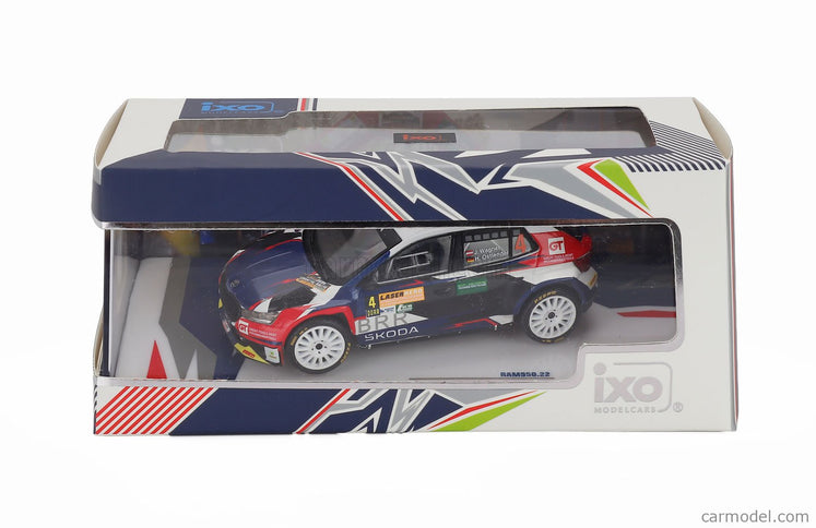 Skoda Fabia RALLY2 EVO N°4 2. Miesto Rally Laser Hero Lavanttal 2024 Julian Wagner - Hanna Ostlender 1:43 IXO Models biela modrá čierna