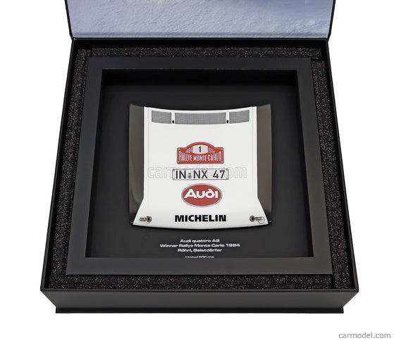 Accessories Front Bonnet Mini Hood Audi Sport Quattro A2 Team Audi Sport N°1 Víťaz Rally Montecarlo 1984 Walter Rohrl - Christian Geistdorfer 1:8 Werk83 žltá sivá červená