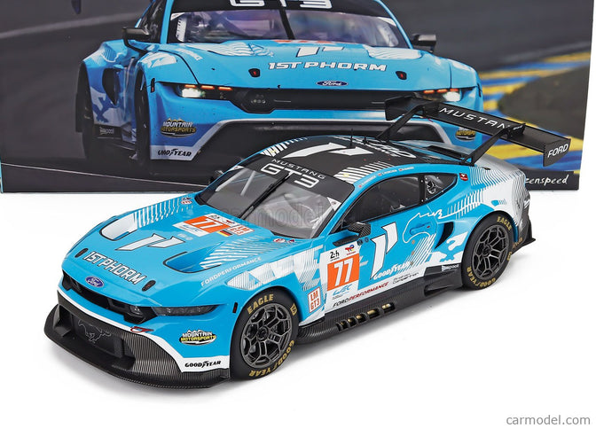Ford Mustang GT3 Coyote 5.4L V8 Team Proton Competition N°77 24h Le Mans 2024 Ben Barker - Zacharie Robichon - Ryan Hardwick 1:18 IXO Models svetlomodrá biela čierna