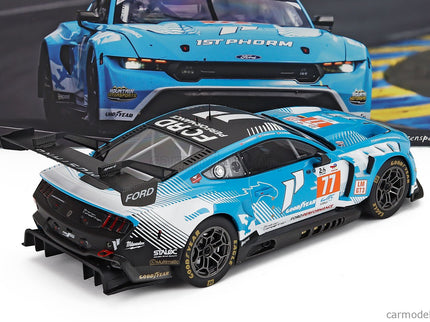 Ford Mustang GT3 Coyote 5.4L V8 Team Proton Competition N°77 24h Le Mans 2024 Ben Barker - Zacharie Robichon - Ryan Hardwick 1:18 IXO Models svetlomodrá biela čierna
