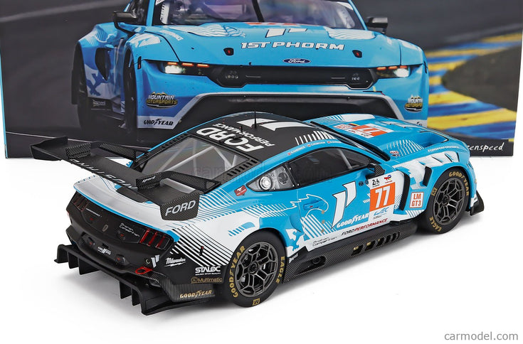 Ford Mustang GT3 Coyote 5.4L V8 Team Proton Competition N°77 24h Le Mans 2024 Ben Barker - Zacharie Robichon - Ryan Hardwick 1:18 IXO Models svetlomodrá biela čierna