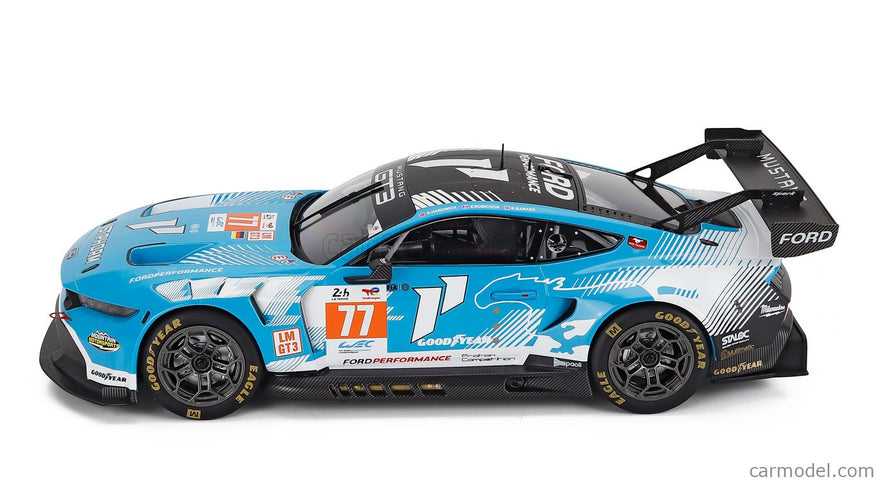 Ford Mustang GT3 Coyote 5.4L V8 Team Proton Competition N°77 24h Le Mans 2024 Ben Barker - Zacharie Robichon - Ryan Hardwick 1:18 IXO Models svetlomodrá biela čierna