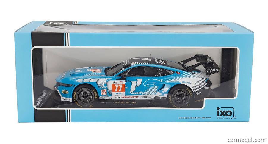 Ford Mustang GT3 Coyote 5.4L V8 Team Proton Competition N°77 24h Le Mans 2024 Ben Barker - Zacharie Robichon - Ryan Hardwick 1:18 IXO Models svetlomodrá biela čierna