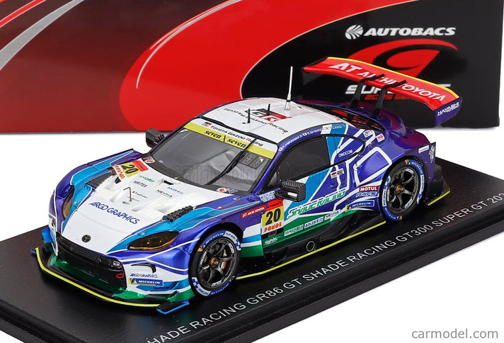 Toyota GR86 GT Team Shade Racing N°20 GT300 Class Super GT 2025 Katsuyuki Hiranaka - Eijiro Shimizu 1:43 Spark Model modrá biela