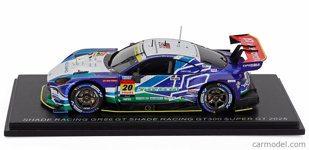 Toyota GR86 GT Team Shade Racing N°20 GT300 Class Super GT 2025 Katsuyuki Hiranaka - Eijiro Shimizu 1:43 Spark Model modrá biela