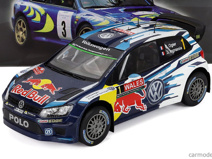 Volkswagen Polo WRC Team Volkswagen Motorsport Red Bull N°1 Víťaz Rally Wales GB 2015 Sebastien Ogier - Julien Ingrassia 1:18 Edicola biela modrá