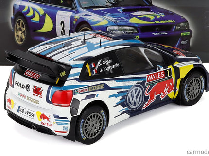 Volkswagen Polo WRC Team Volkswagen Motorsport Red Bull N°1 Víťaz Rally Wales GB 2015 Sebastien Ogier - Julien Ingrassia 1:18 Edicola biela modrá
