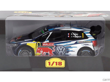 Volkswagen Polo WRC Team Volkswagen Motorsport Red Bull N°1 Víťaz Rally Wales GB 2015 Sebastien Ogier - Julien Ingrassia 1:18 Edicola biela modrá