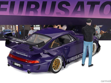 Porsche 911 993 RWB Rauh-Welt Furusato Sidney Hoffmann Coupe 1995 - With Figúrka Signature Edícia 1:18 Werk83 fialová