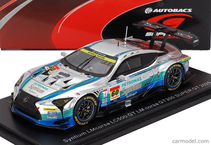 Lexus LC500 GT Team LM Corsa Syntium Petronas N°60 GT300 Class Super GT 2025 Hiroki Yoshimoto - Shunsuke Kohno 1:43 Spark Model strieborná zelená