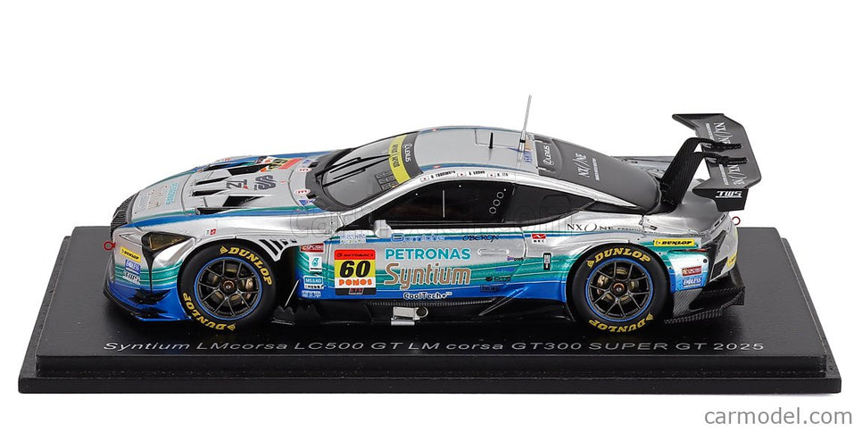 Lexus LC500 GT Team LM Corsa Syntium Petronas N°60 GT300 Class Super GT 2025 Hiroki Yoshimoto - Shunsuke Kohno 1:43 Spark Model strieborná zelená