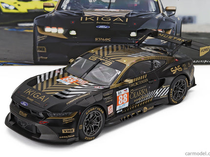 Ford Mustang GT3 Coyote 5.4L V8 Team Proton Competition N°88 3. Miesto LMGT3 Class 24h Le Mans 2024 Giorgio Roda - Mikkel Overgaard Pedersen - Dennis Olsen 1:18 IXO Models čierna zlatá